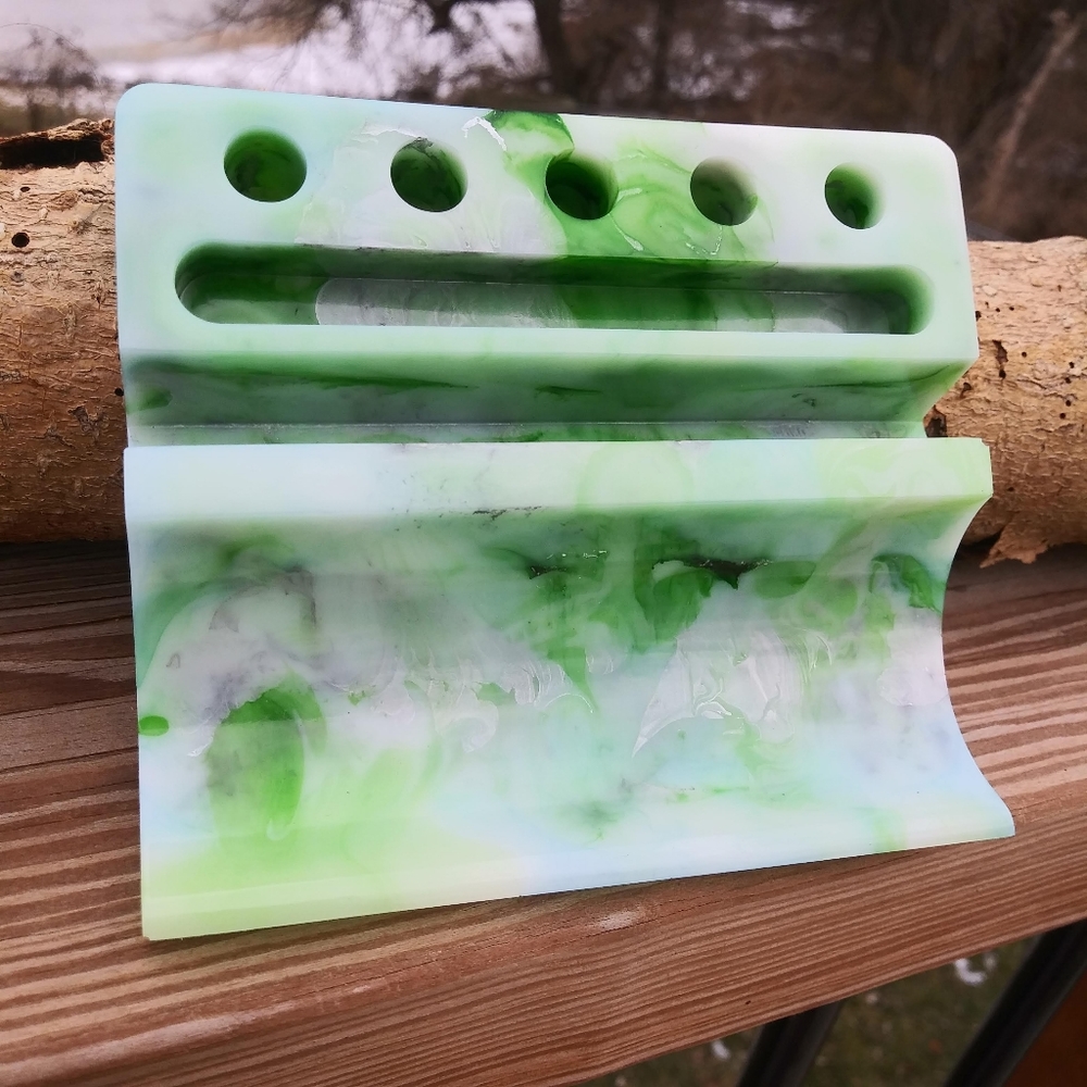 Desk Organizer Phone Holder Tablet Stand Handmade Resin Tech Gear - Picture 10 of 17